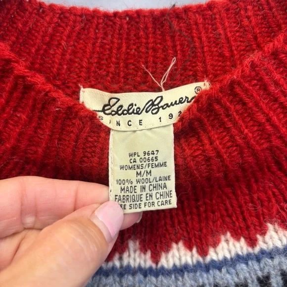 Vintage Eddie Bauer Medium Sweater Wool Fair Isle - Picture 4 of 13